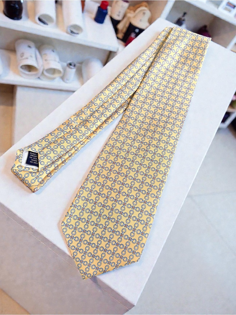 Brooks Brothers Yellow Geometric Silk Tie